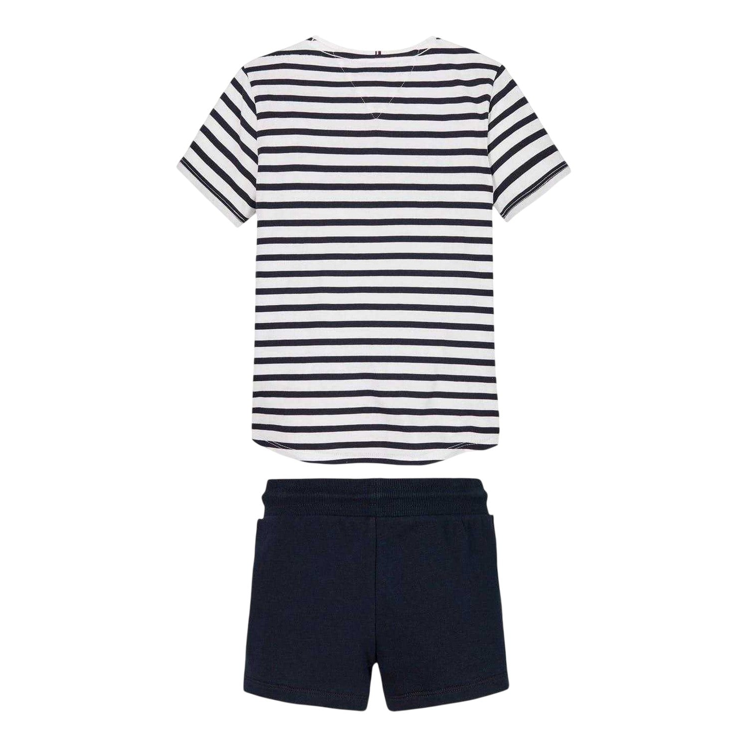 Night Navy - Back - Tommy Hilfiger Childrens-Kids Striped Crew Neck Short-Sleeved T-Shirt & Shorts Set