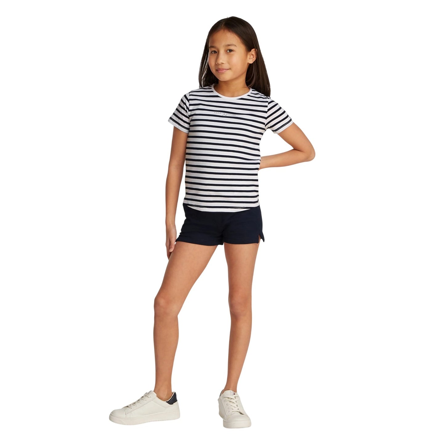 Night Navy - Lifestyle - Tommy Hilfiger Childrens-Kids Striped Crew Neck Short-Sleeved T-Shirt & Shorts Set
