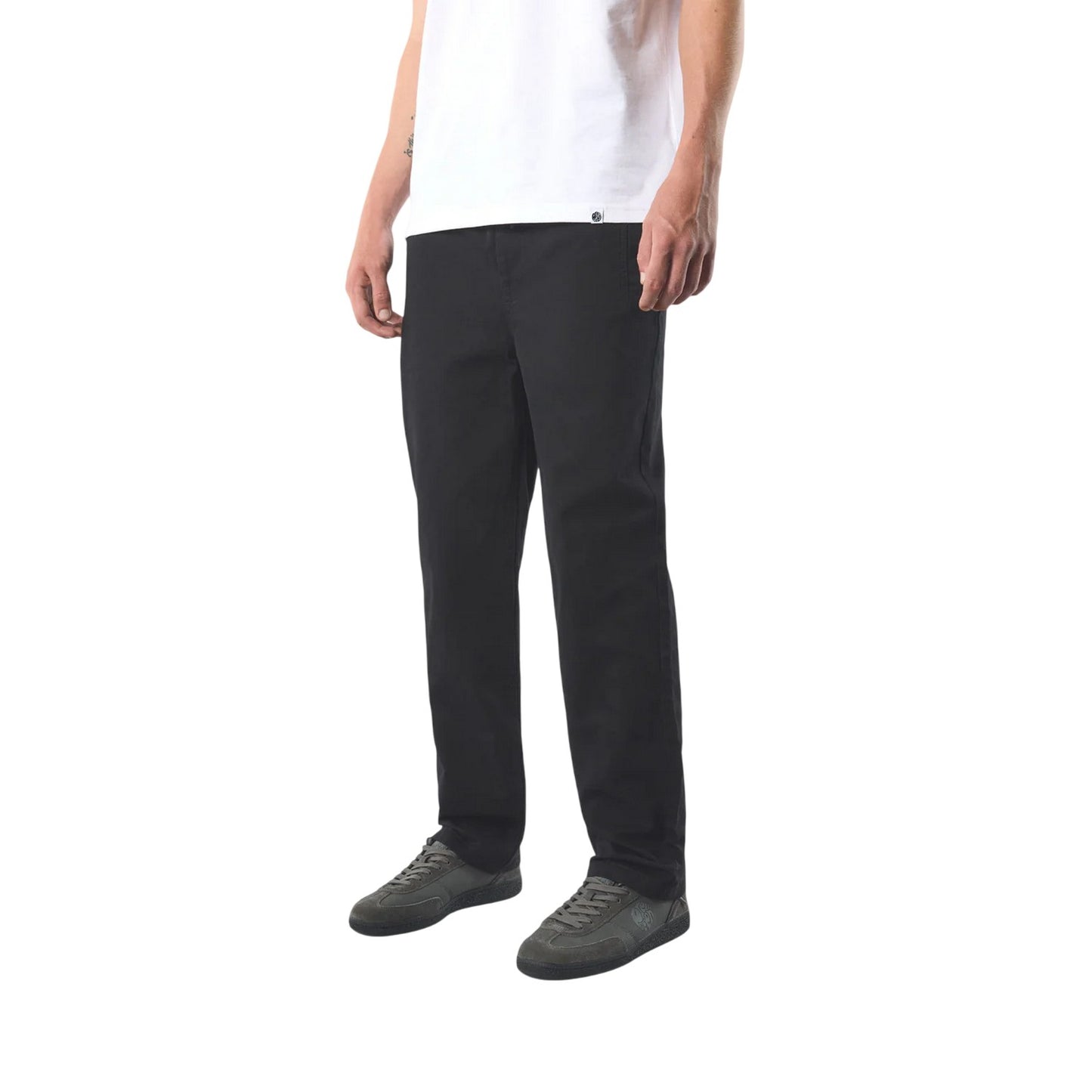 Black - Side - Pretty Green Mens Priory Twill Trousers