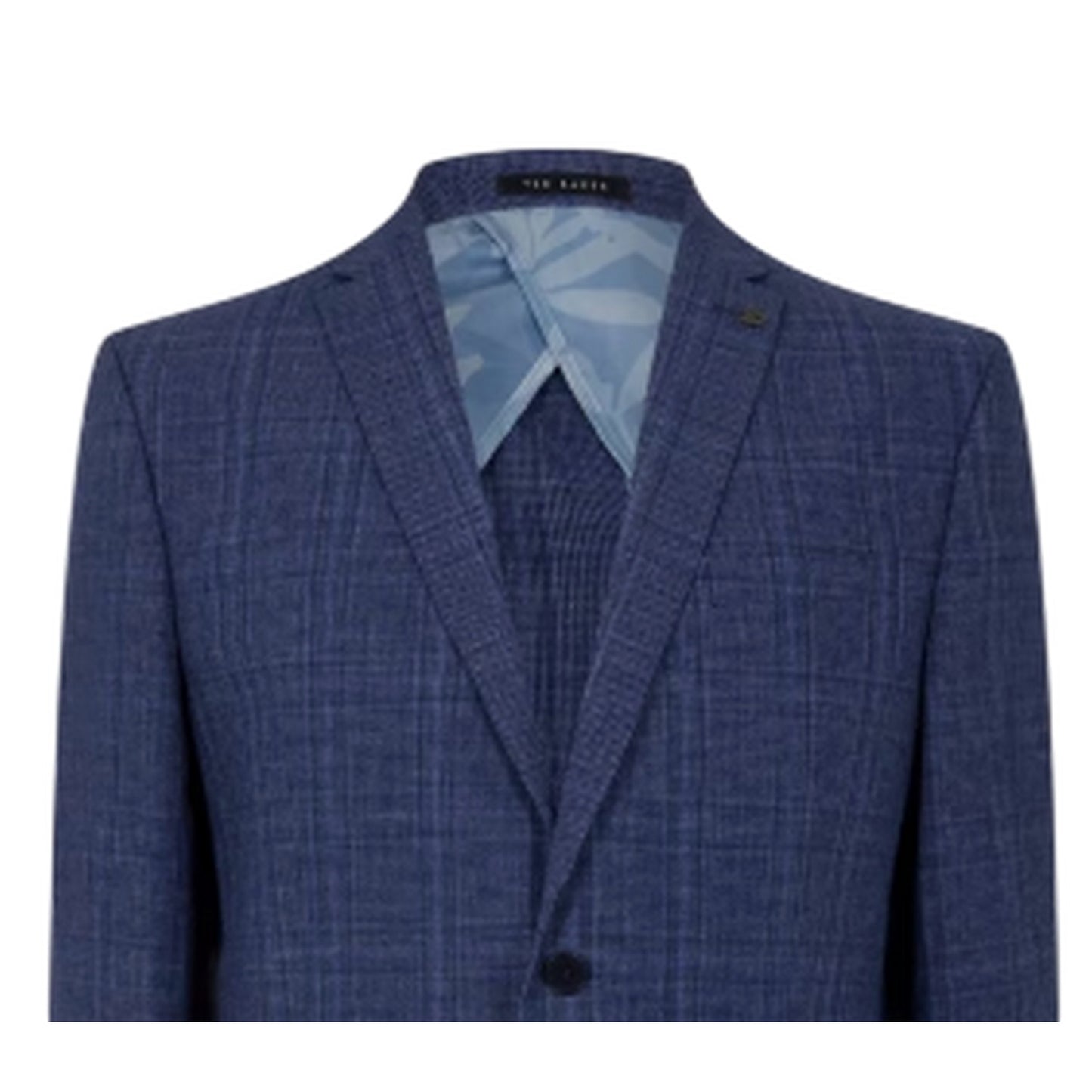 Airforce Blue - Side - Ted Baker Mens Plaid Houndstooth Suit Jacket