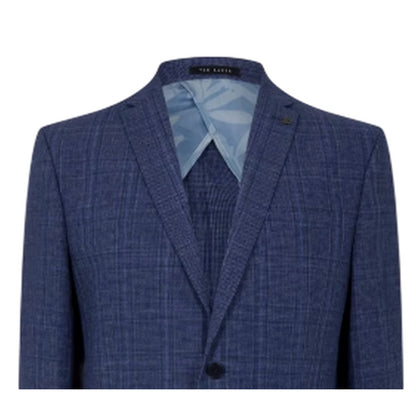 Airforce Blue - Side - Ted Baker Mens Plaid Houndstooth Suit Jacket