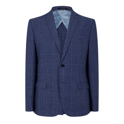 Airforce Blue - Front - Ted Baker Mens Plaid Houndstooth Suit Jacket