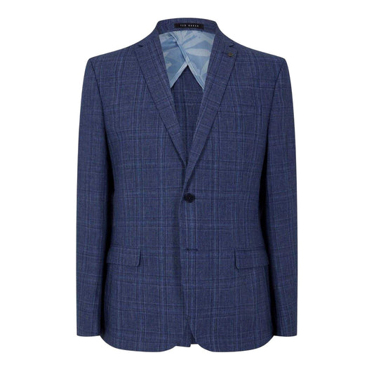 Airforce Blue - Front - Ted Baker Mens Plaid Houndstooth Suit Jacket