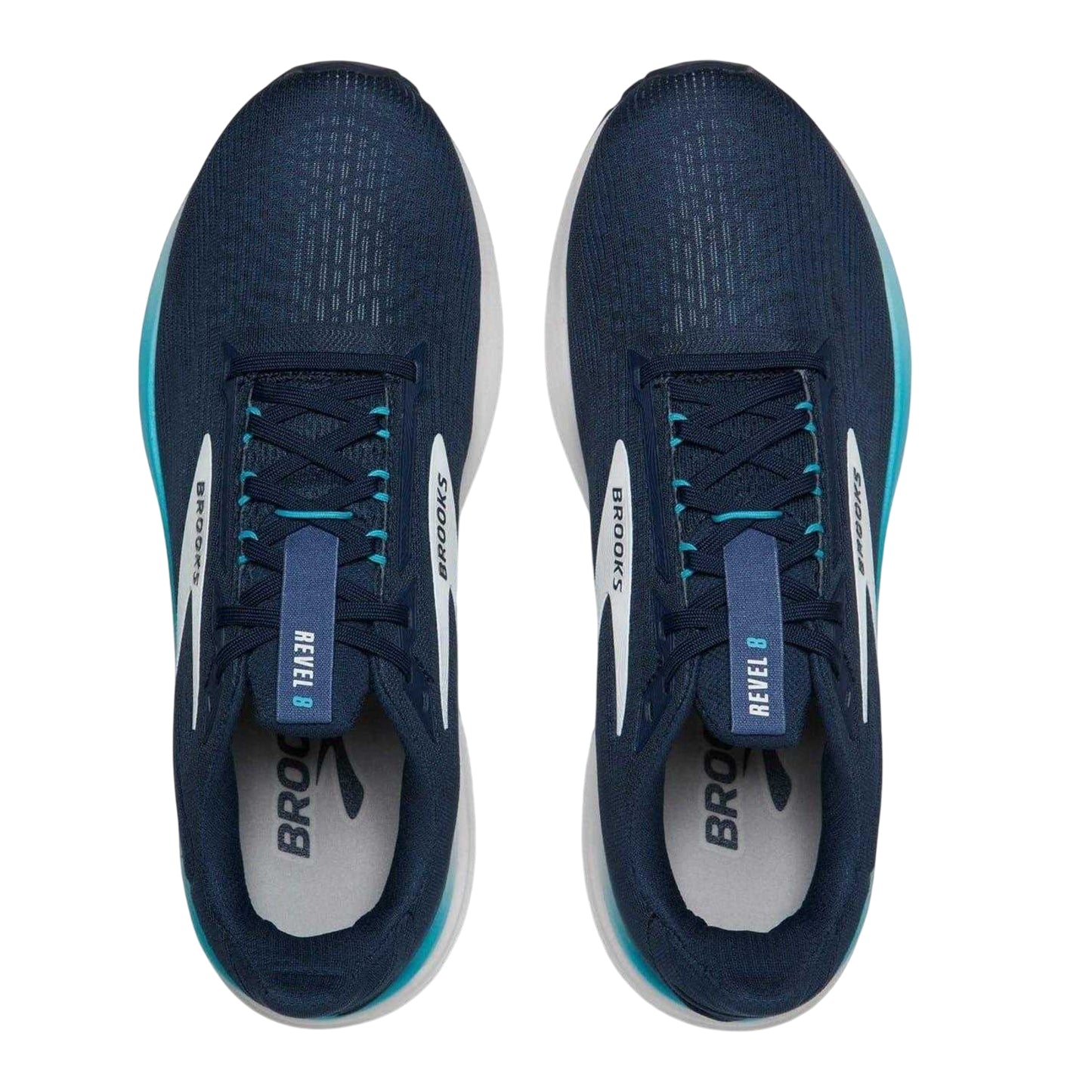 Navy-White - Side - Brooks Mens Revel 8 Road Running Shoes