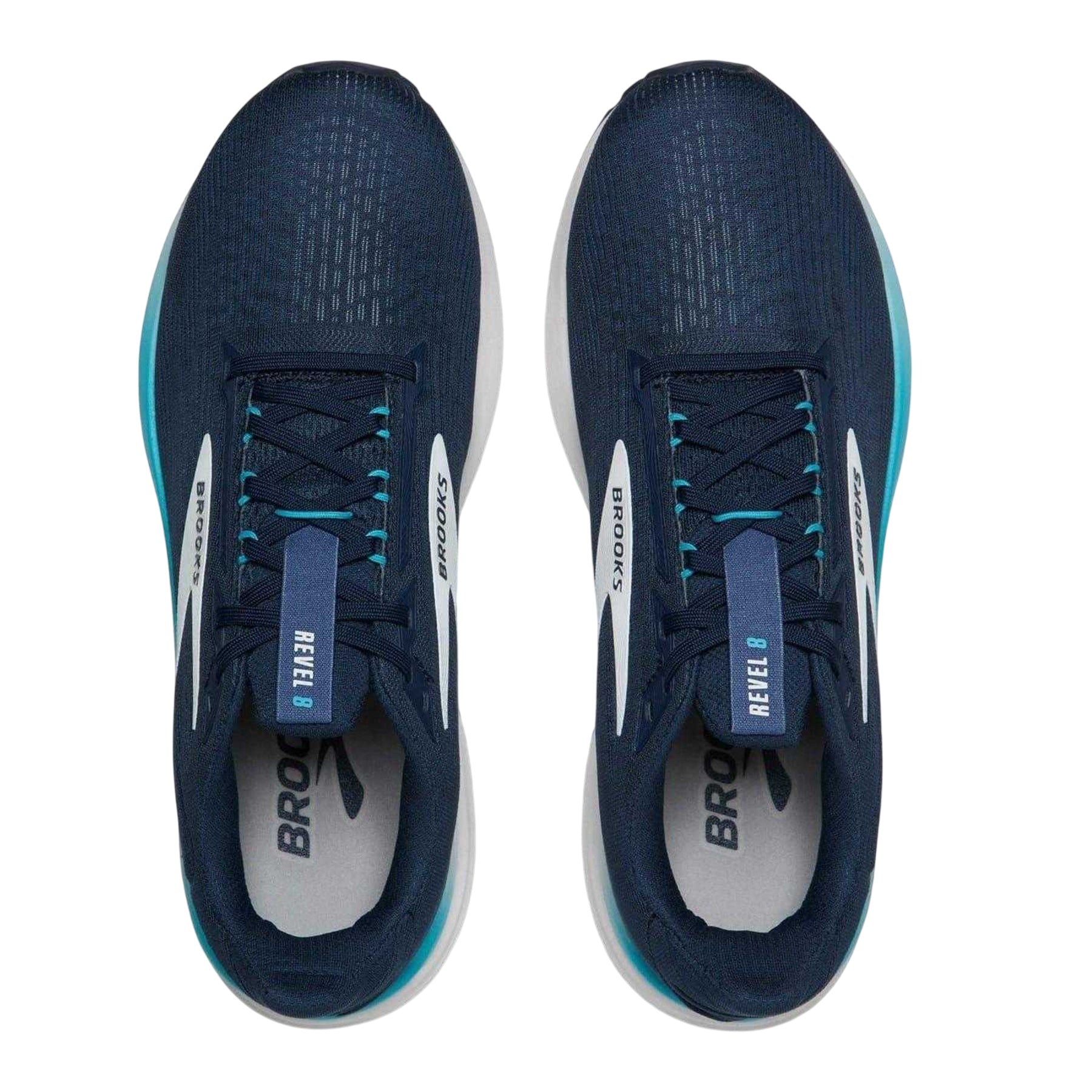 Navy-White - Side - Brooks Mens Revel 8 Road Running Shoes