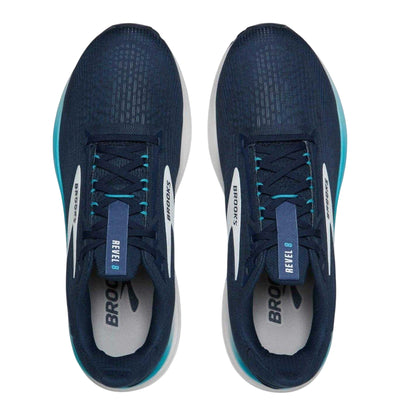 Navy-White - Side - Brooks Mens Revel 8 Road Running Shoes