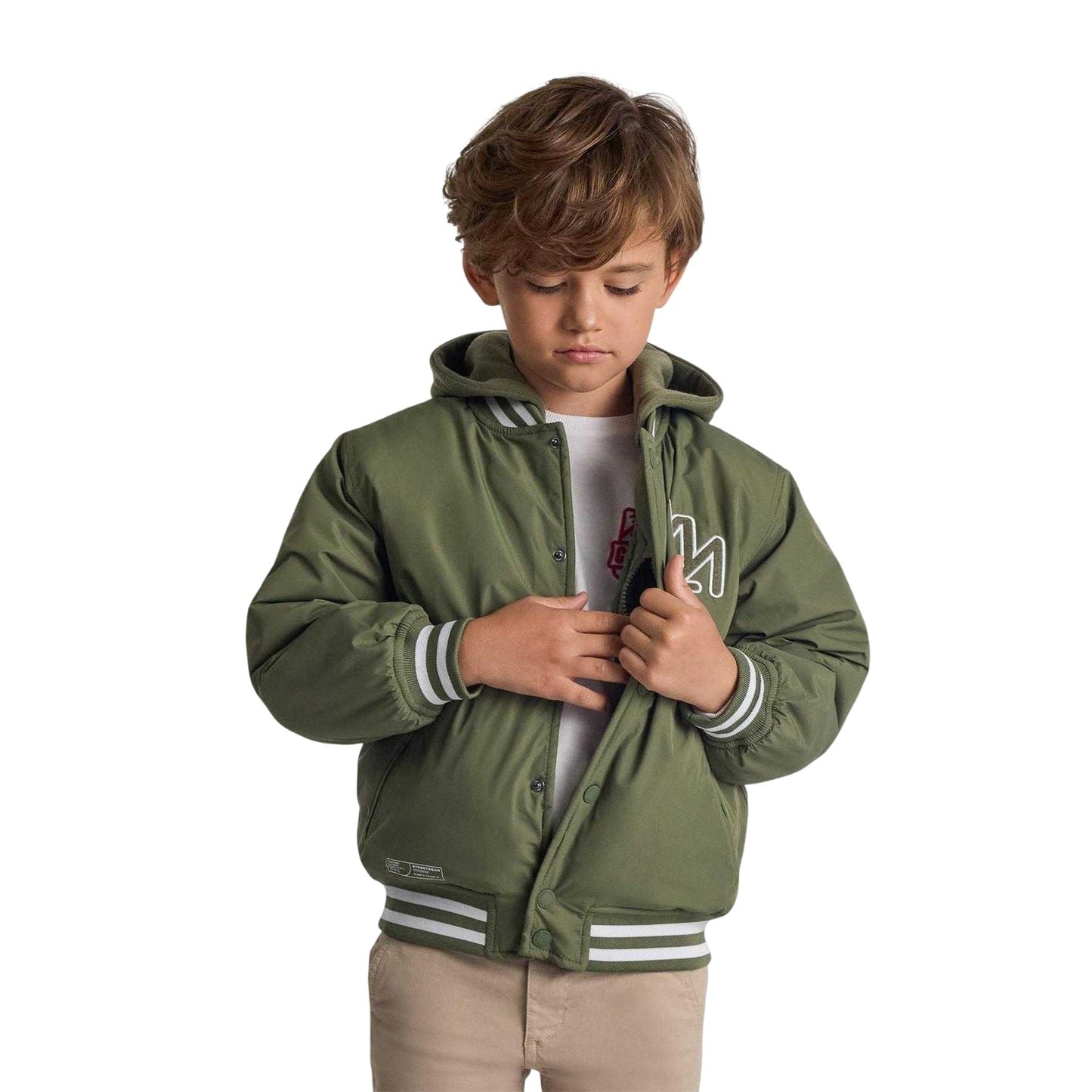 Khaki - Side - Minoti Boys Embroidered Baseball Varsity Jacket