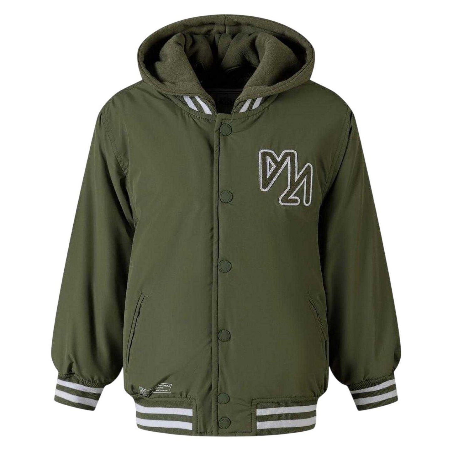 Khaki - Front - Minoti Boys Embroidered Baseball Varsity Jacket