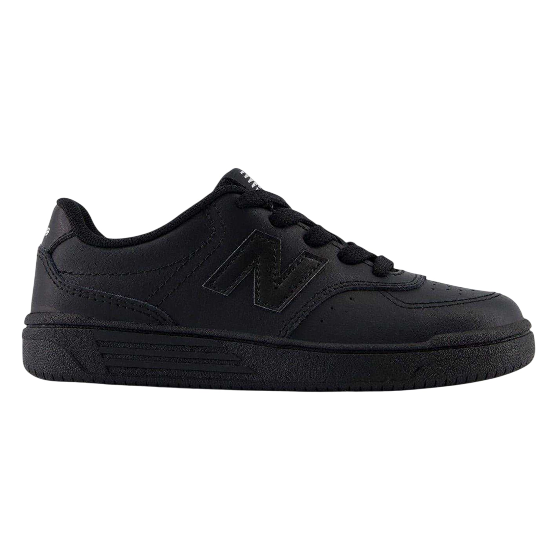 Triple Black - Front - New Balance Childrens-Kids 480 Leather Flat Trainers