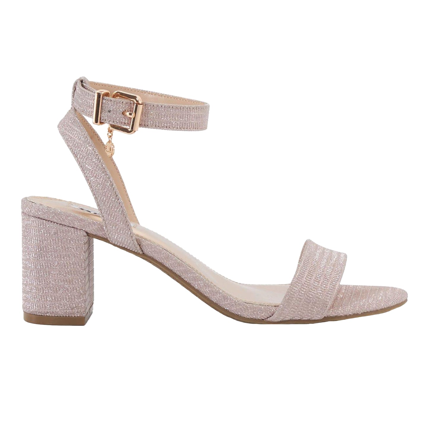 Rose Gold - Side - Dune London Womens-Ladies Meye Two Part Block Heel Sandals