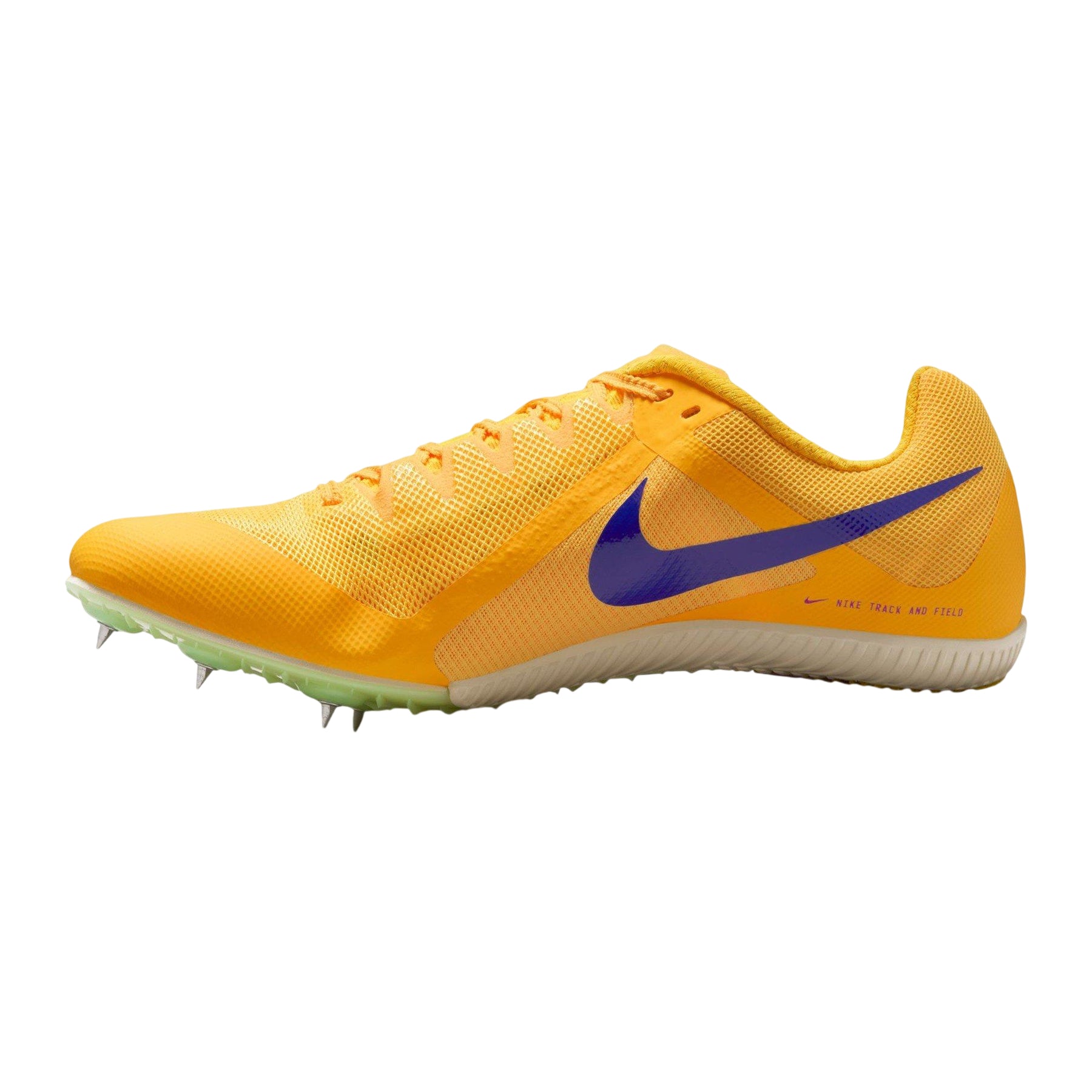Orange-Citron - Side - Nike Mens Zoom Rival Multi Running Athletic Shoe Spikes