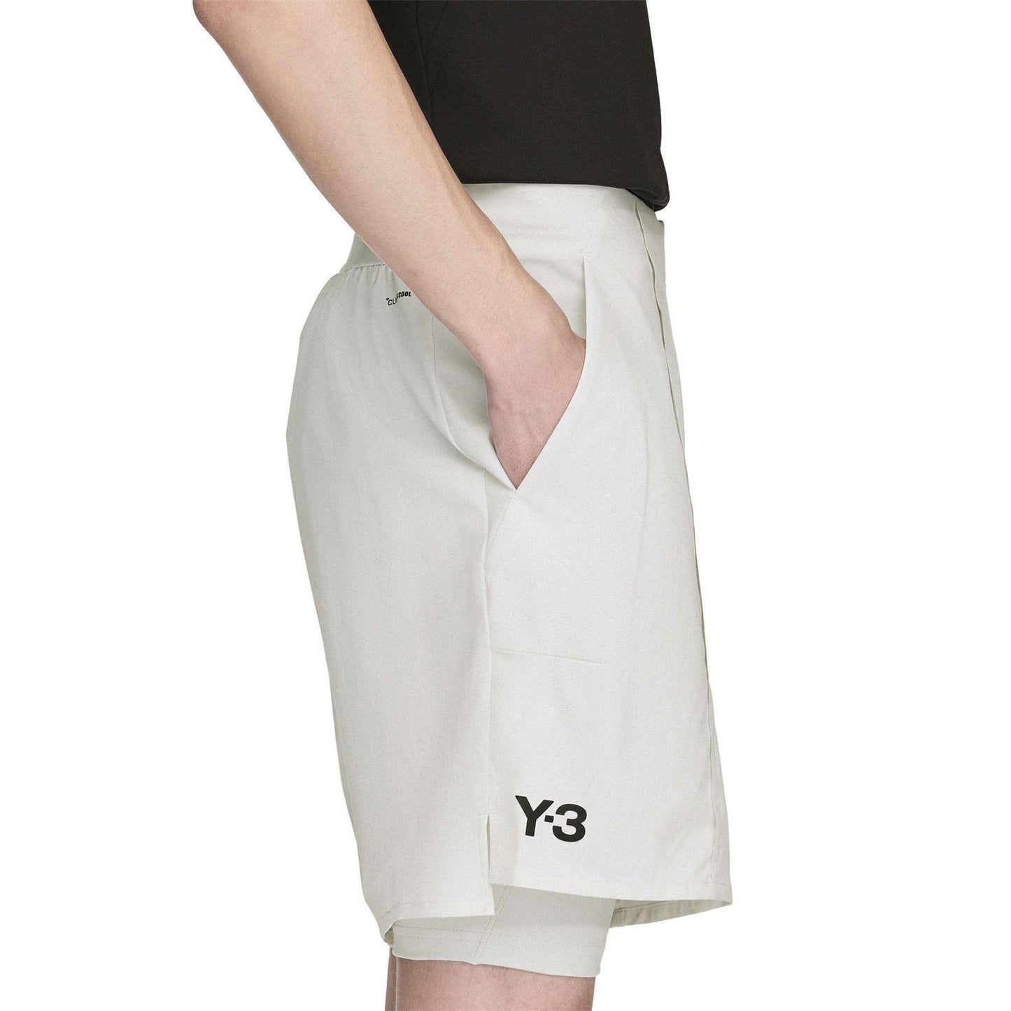 Grey - Side - Y-3 Mens Logo Tennis Shorts