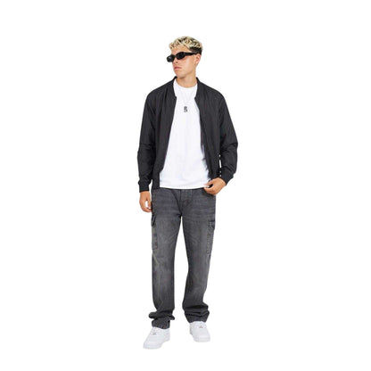 Black - Lifestyle - Brave Soul Mens Plain Zip Pocket Bomber Jacket
