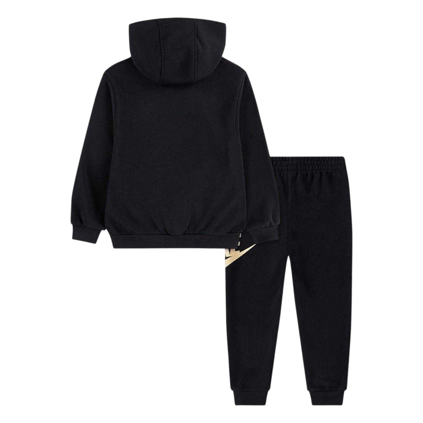 Black-Gold - Back - Nike Boys Logo Fleece Long-Sleeved Tracksuit Set
