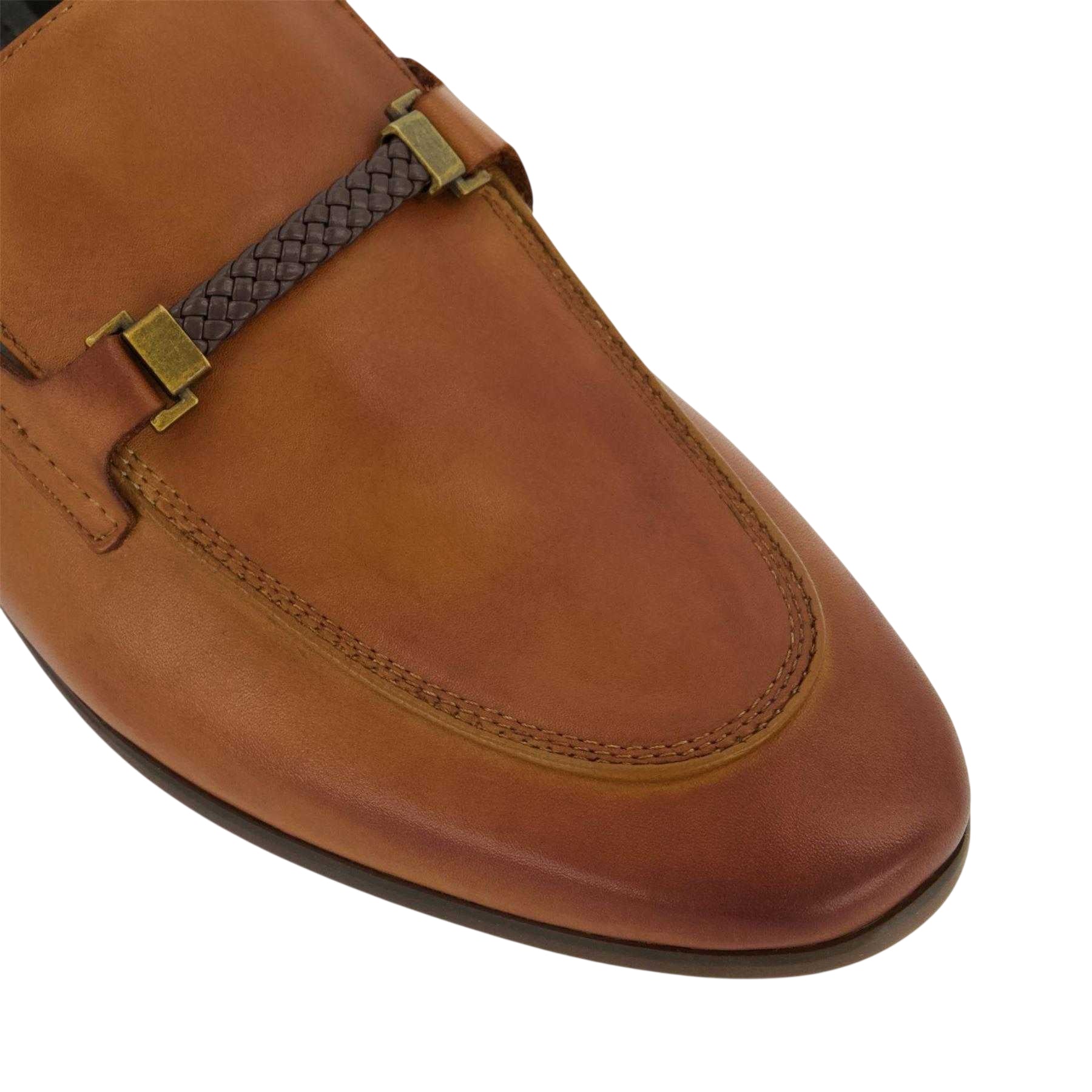 Tan - Side - Dune London Mens Sheldon Leather Loafers