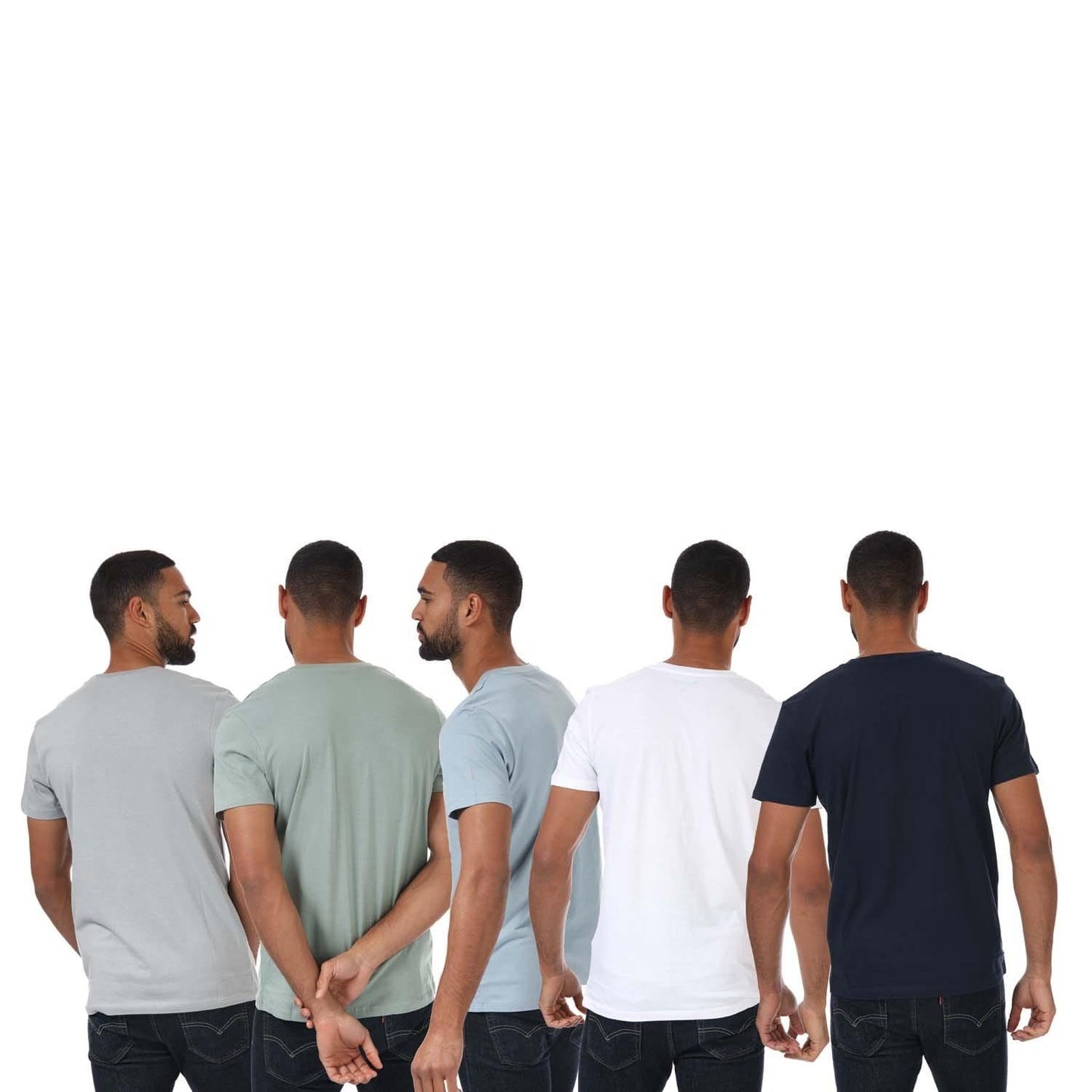 Blue-Multicoloured - Back - Jack And Jones Mens Crew Neck T-Shirt (Pack of 5)