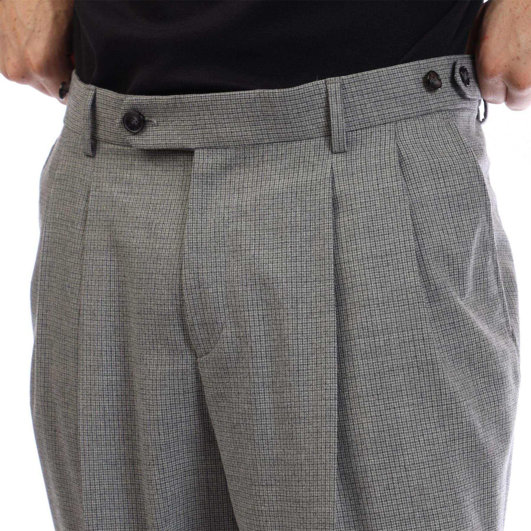 Grey - Side - Boss Mens Perin Pleated Straight Leg Trousers