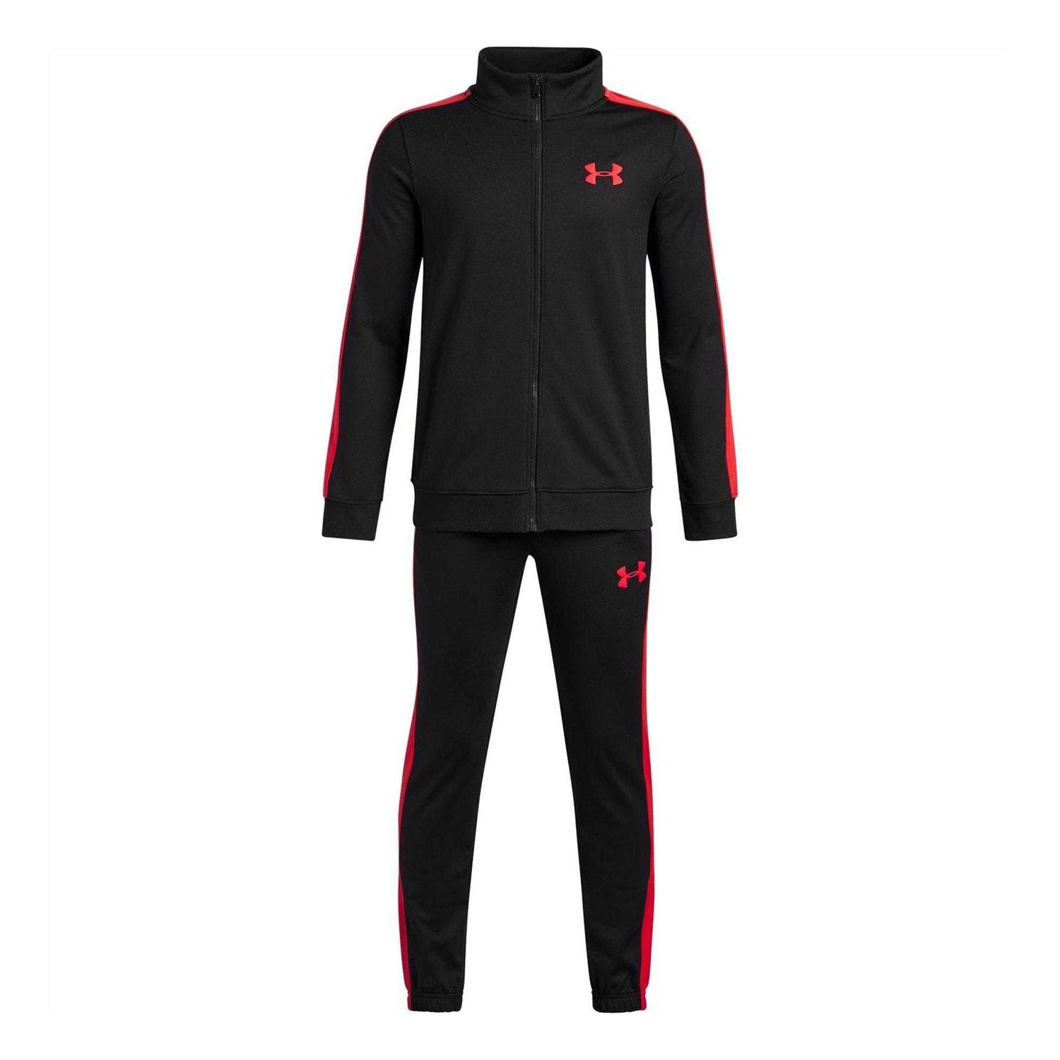 Black-Red - Front - Under Armour Boys Rival Loose Tracksuit Set
