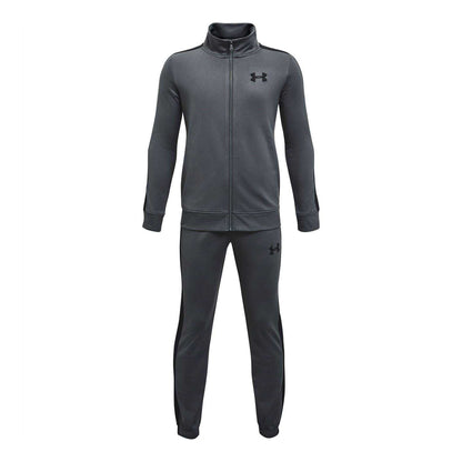 Frost Gray - Front - Under Armour Boys Rival Loose Tracksuit Set