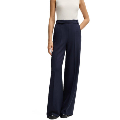 Dark Blue - Side - Boss Womens-Ladies Tupita Straight Leg Trousers