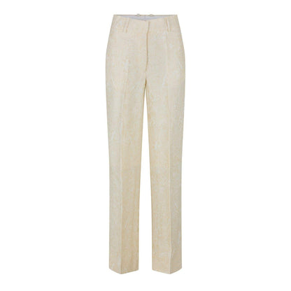 Coconut - Front - Off White Womens-Ladies Fresco Paisley Straight Trousers