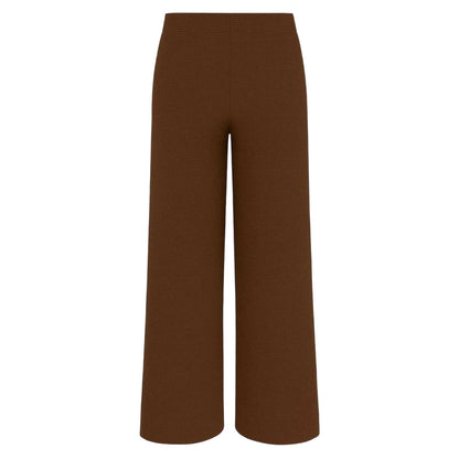 Chocolate - Back - I Saw It First Womens-Ladies Textured Wide Leg Trousers