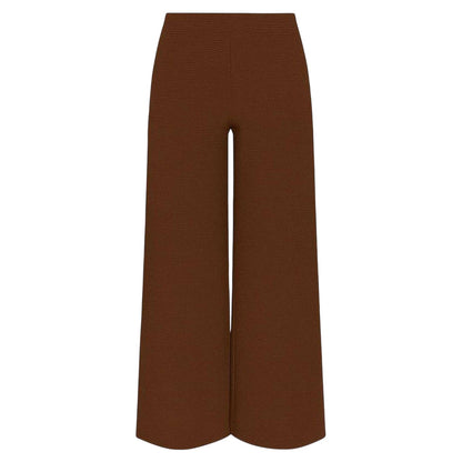 Chocolate - Front - I Saw It First Womens-Ladies Textured Wide Leg Trousers
