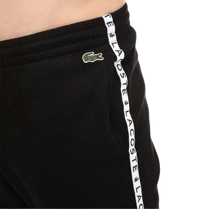 Black - Side - Lacoste Mens Tape Logo Joggers
