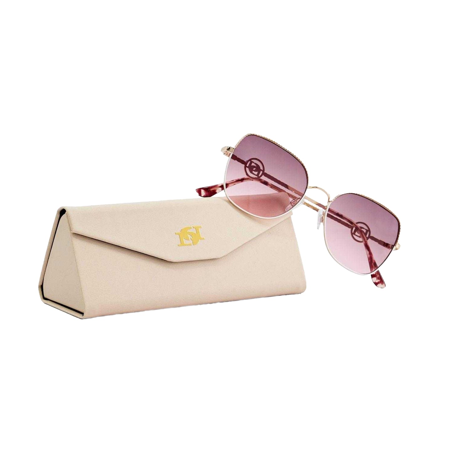 Gold-Light Pink - Lifestyle - Dune London Gilded Metal Frame Sunglasses