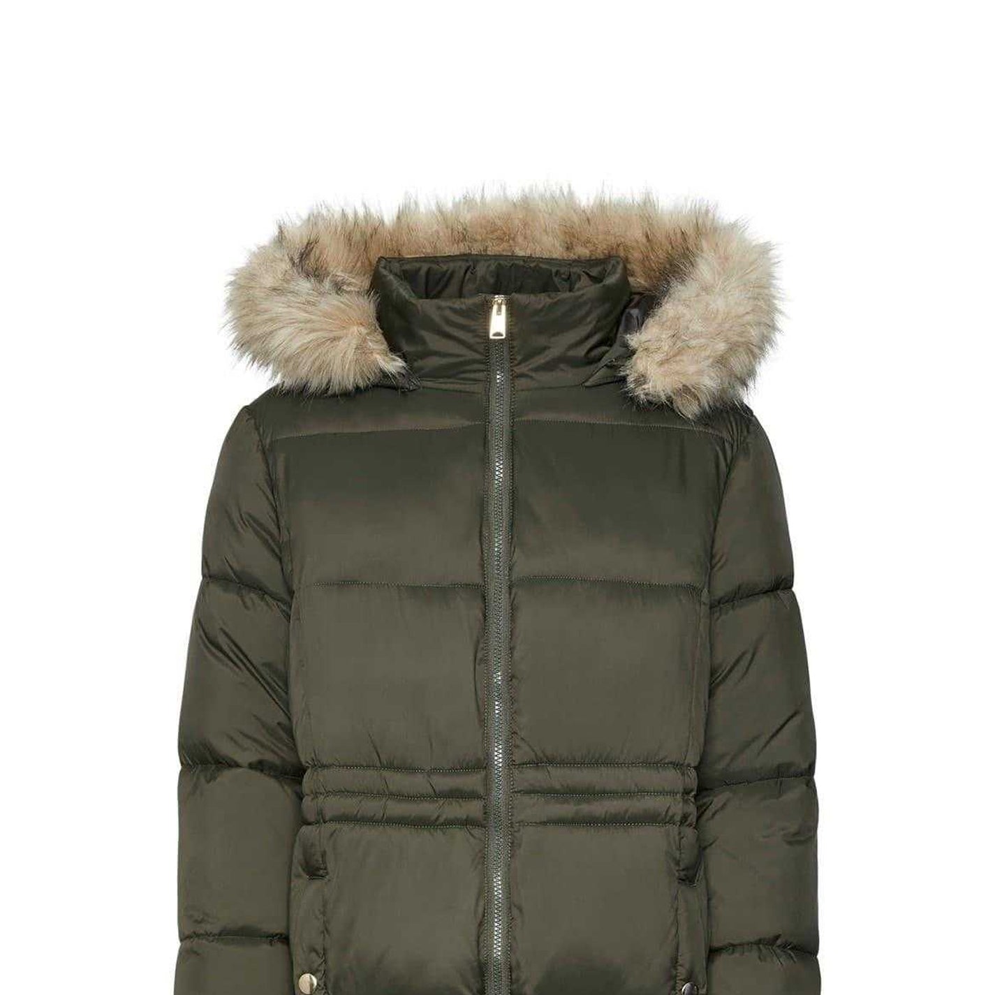 Peat - Side - Vero Moda Womens-Ladies Quilted Faux Fur Puffer Jacket