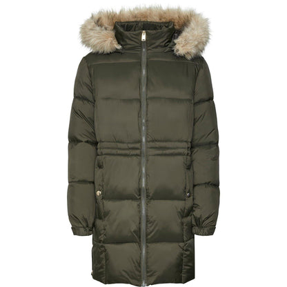 Peat - Front - Vero Moda Womens-Ladies Quilted Faux Fur Puffer Jacket