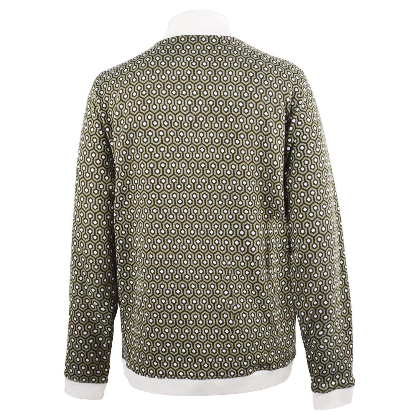 Green - Back - Pretty Green Mens Geometric Zip Neck Track Jacket