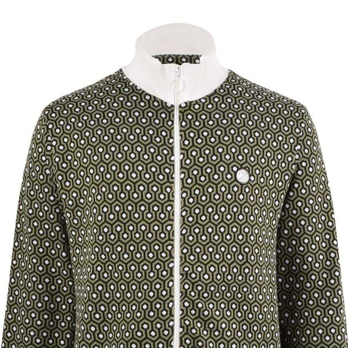 Green - Side - Pretty Green Mens Geometric Zip Neck Track Jacket