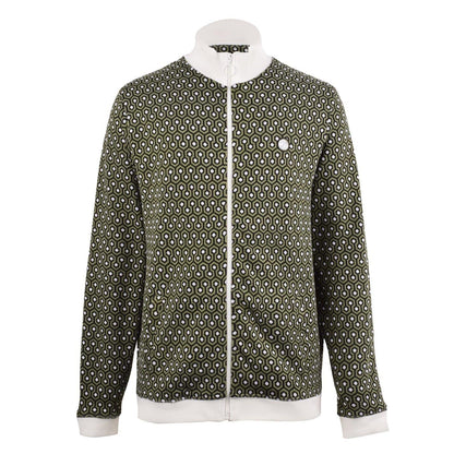 Green - Front - Pretty Green Mens Geometric Zip Neck Track Jacket