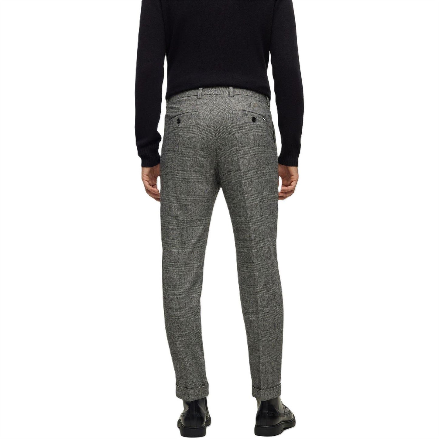 Black - Back - Boss Mens Perin Pleated Trousers