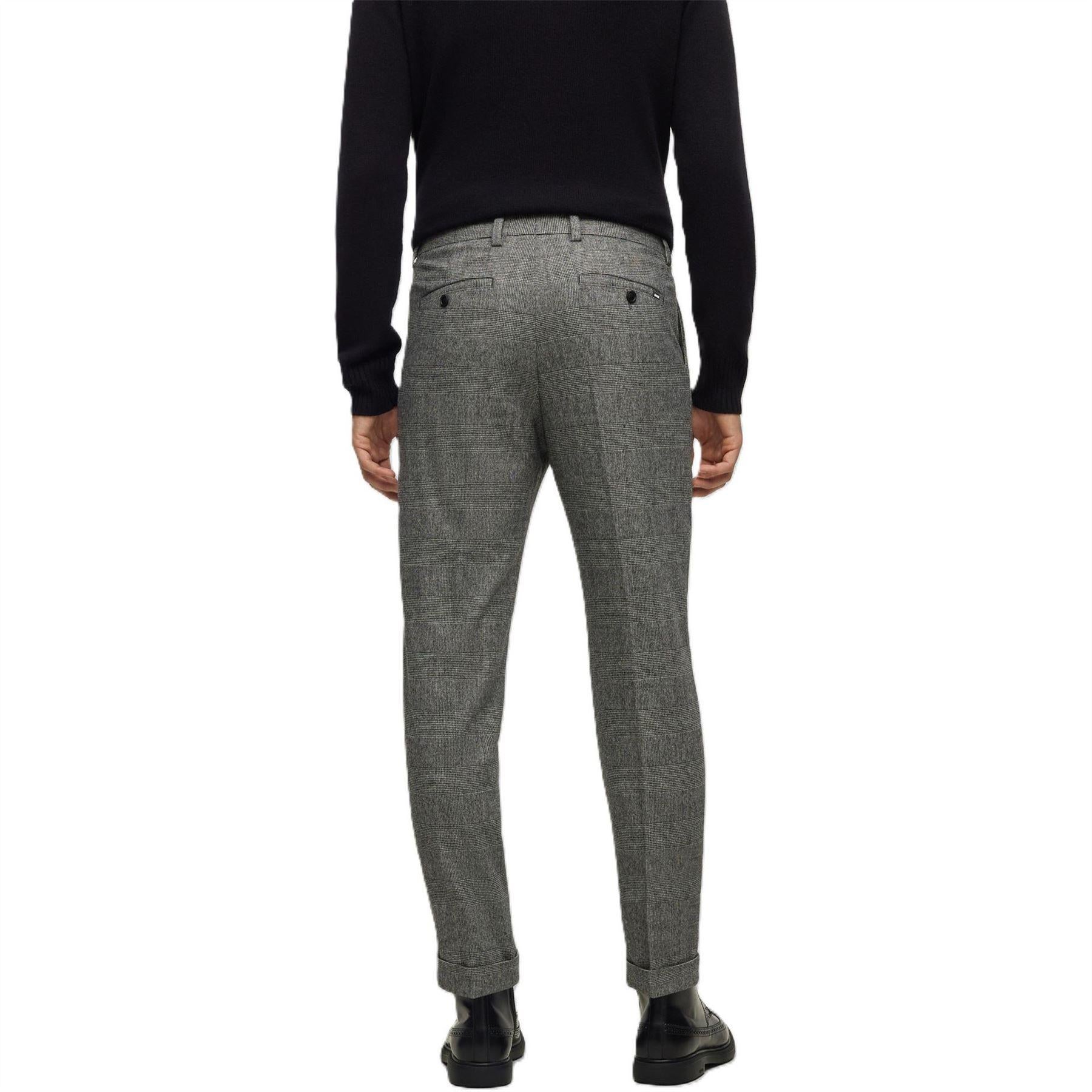 Black - Back - Boss Mens Perin Pleated Trousers
