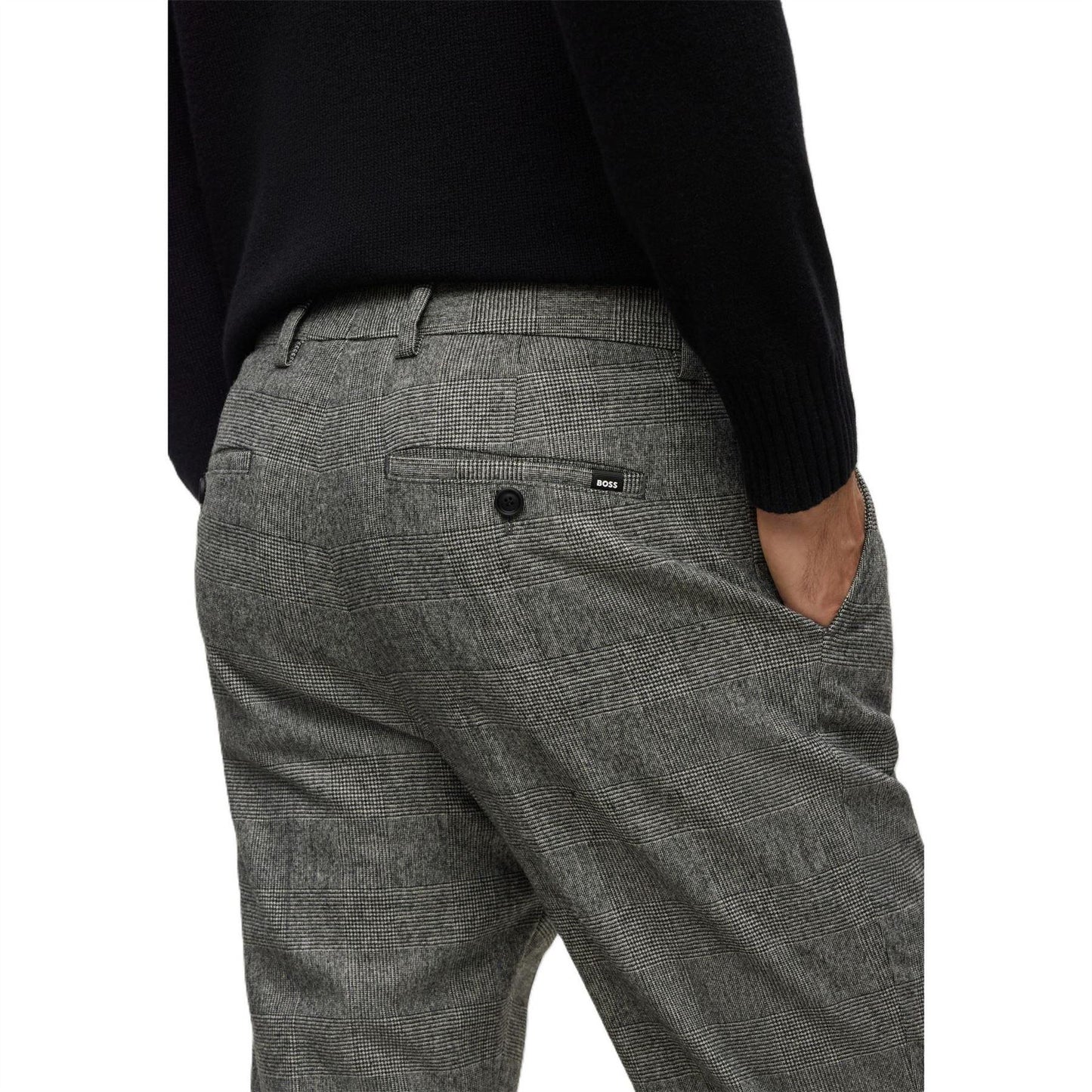 Black - Side - Boss Mens Perin Pleated Trousers