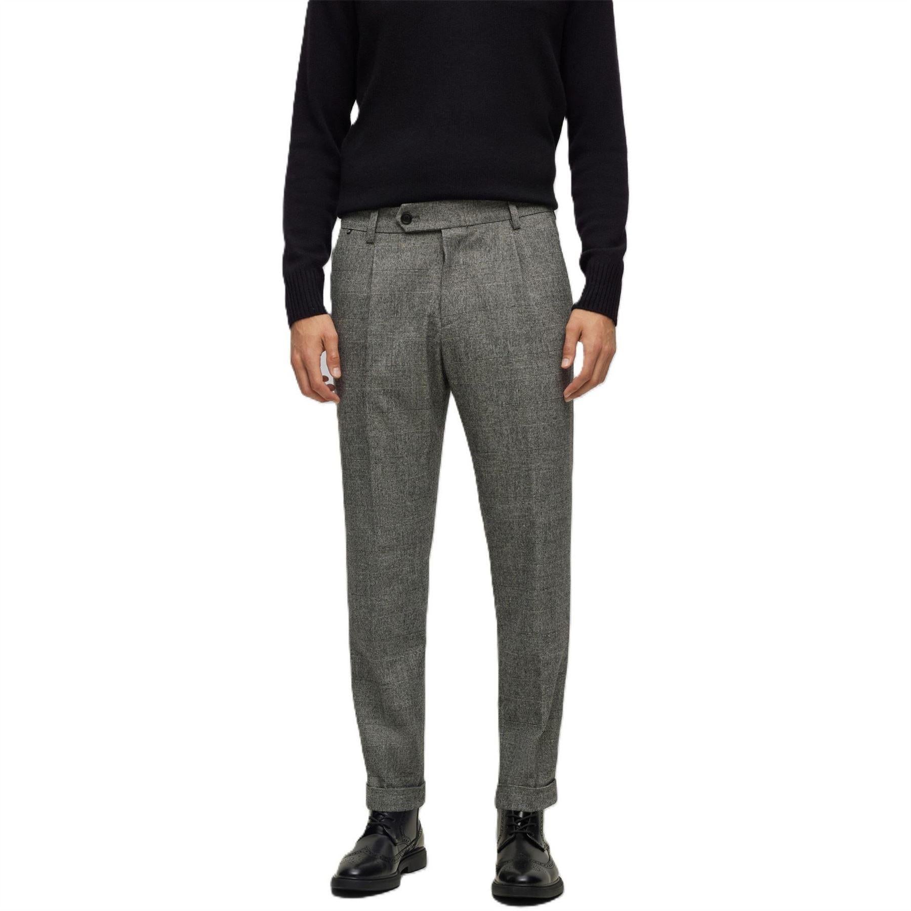 Black - Lifestyle - Boss Mens Perin Pleated Trousers