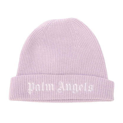Lilac - Front - Palm Angels Childrens-Kids Logo Knitted Beanie