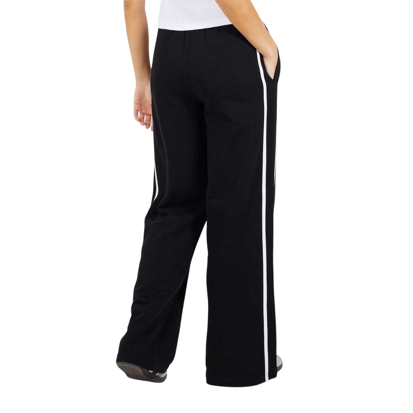 Black-White - Back - Brave Soul Womens-Ladies Striped Joggers