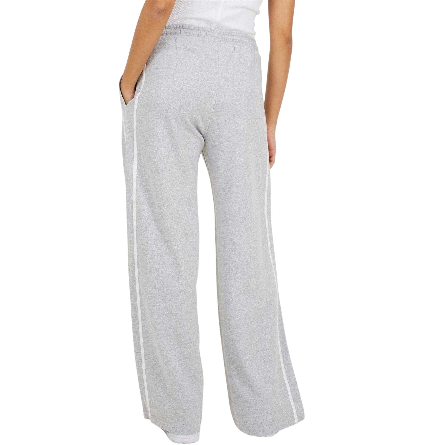 Grey-White - Back - Brave Soul Womens-Ladies Striped Joggers