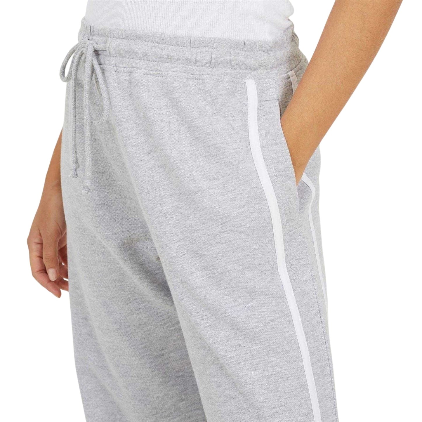 Grey-White - Side - Brave Soul Womens-Ladies Striped Joggers