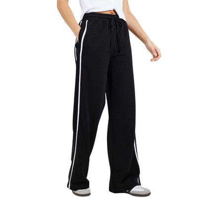 Black-White - Front - Brave Soul Womens-Ladies Striped Joggers