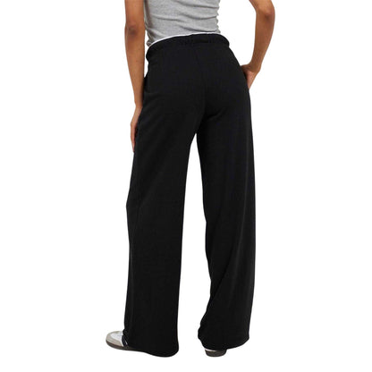 Black-White - Back - Brave Soul Womens-Ladies Double Waist Detail Joggers