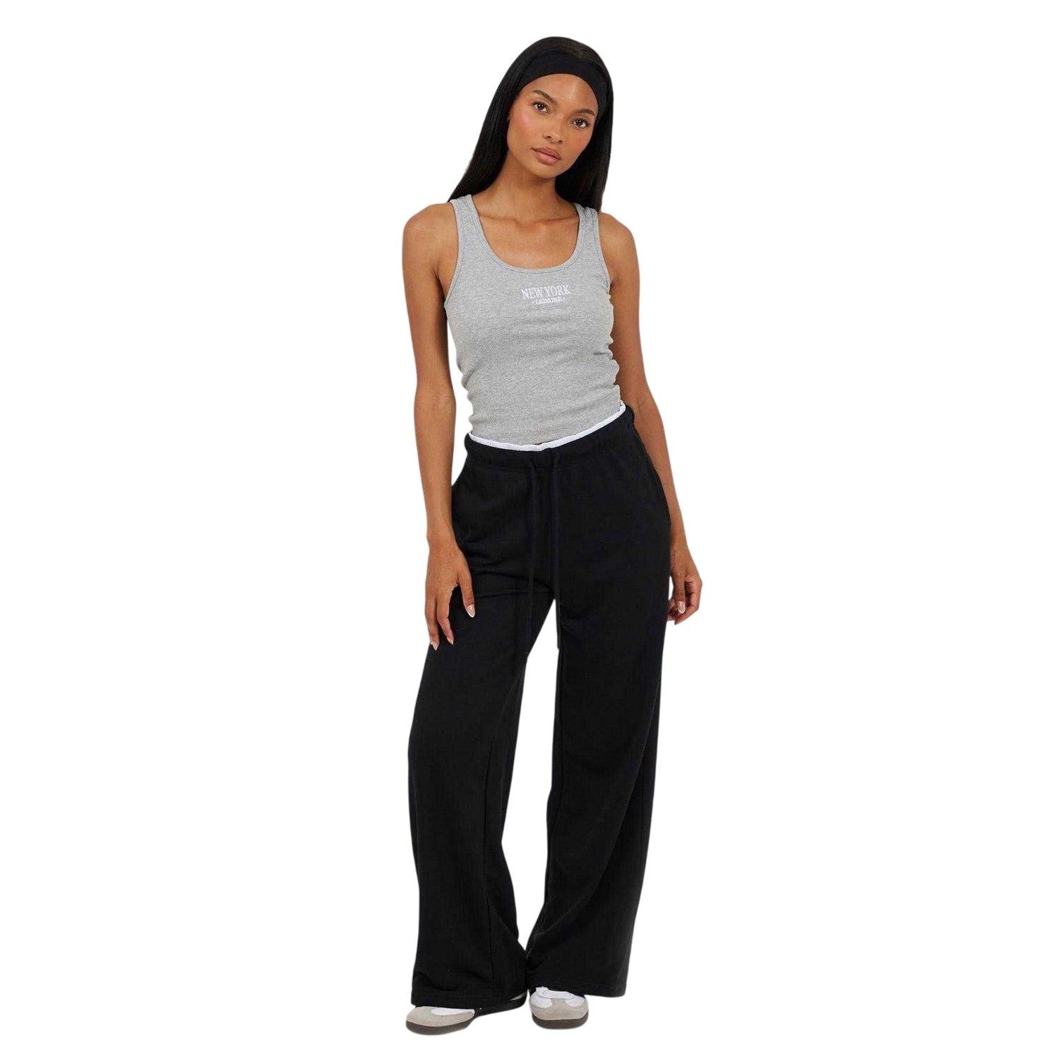 Black-White - Lifestyle - Brave Soul Womens-Ladies Double Waist Detail Joggers