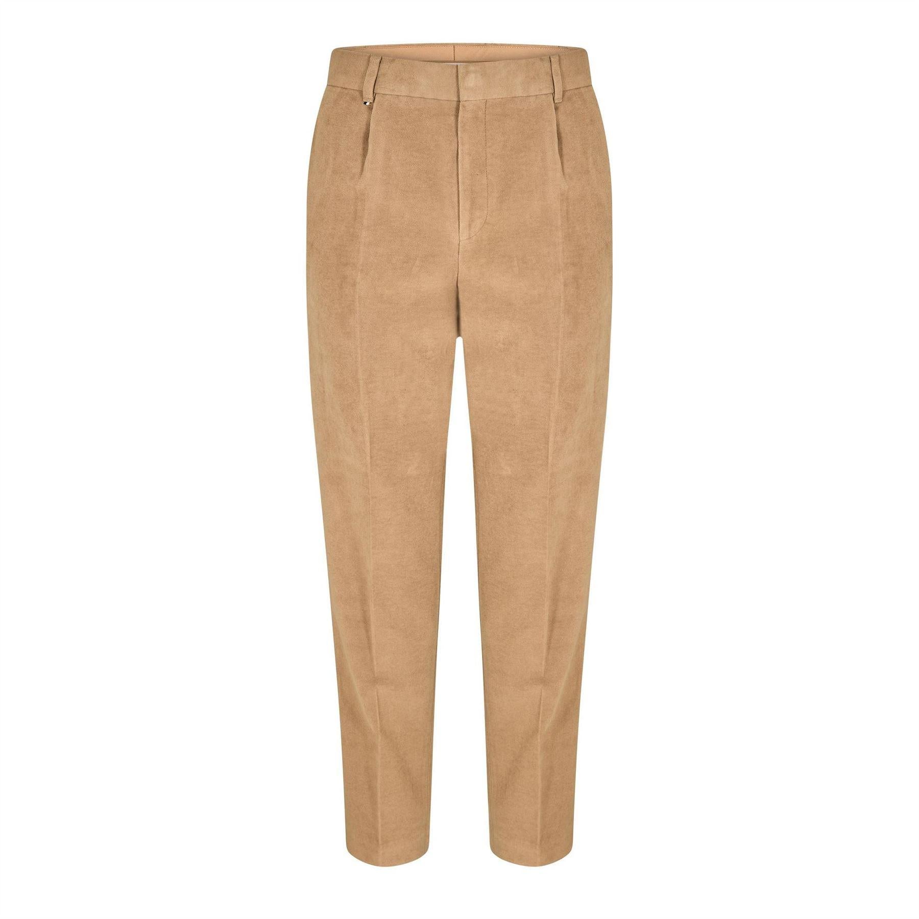 Beige - Front - Boss Mens Peter Straight Leg Trousers