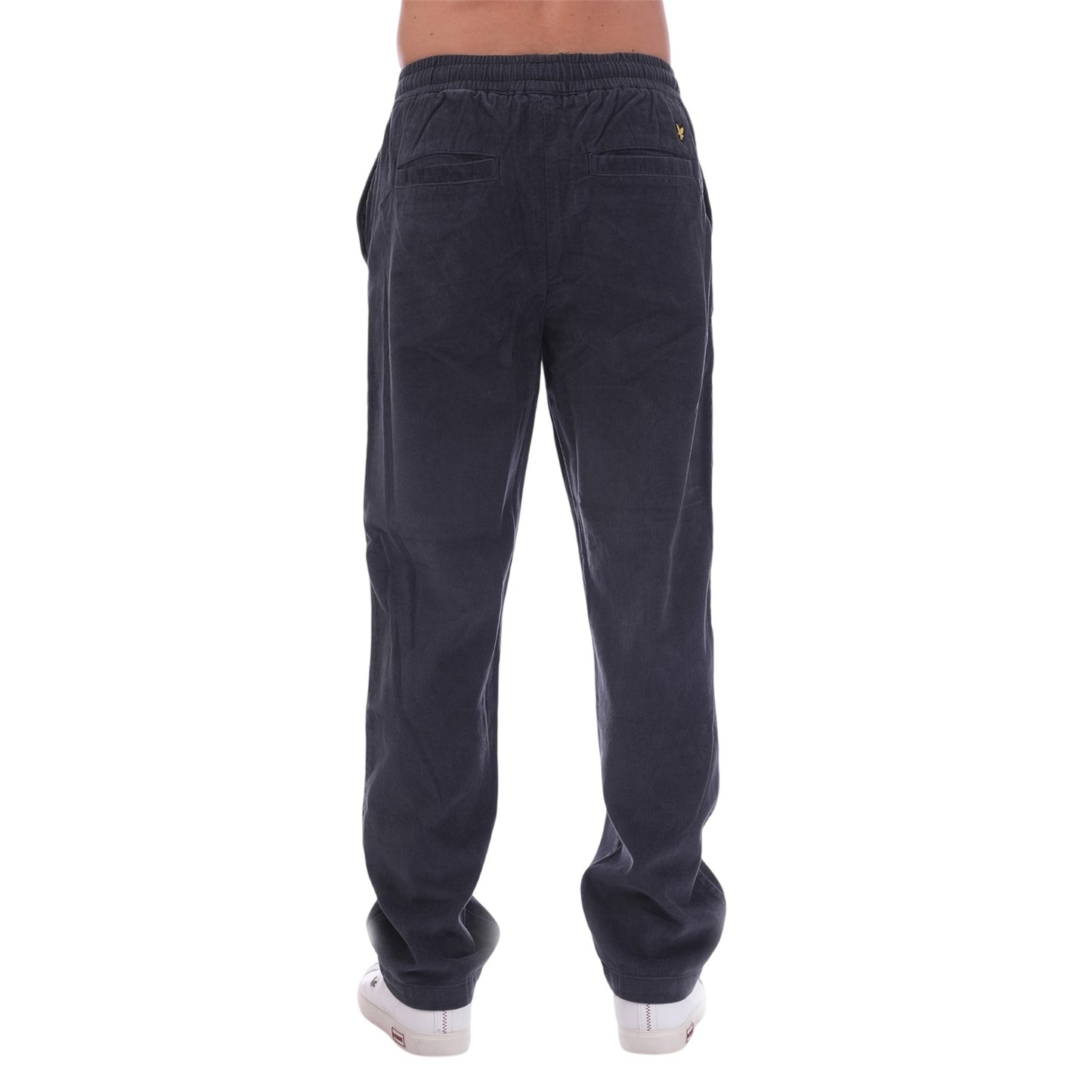 Muddy Navy - Back - Lyle & Scott Mens Plain Wide Leg Trousers