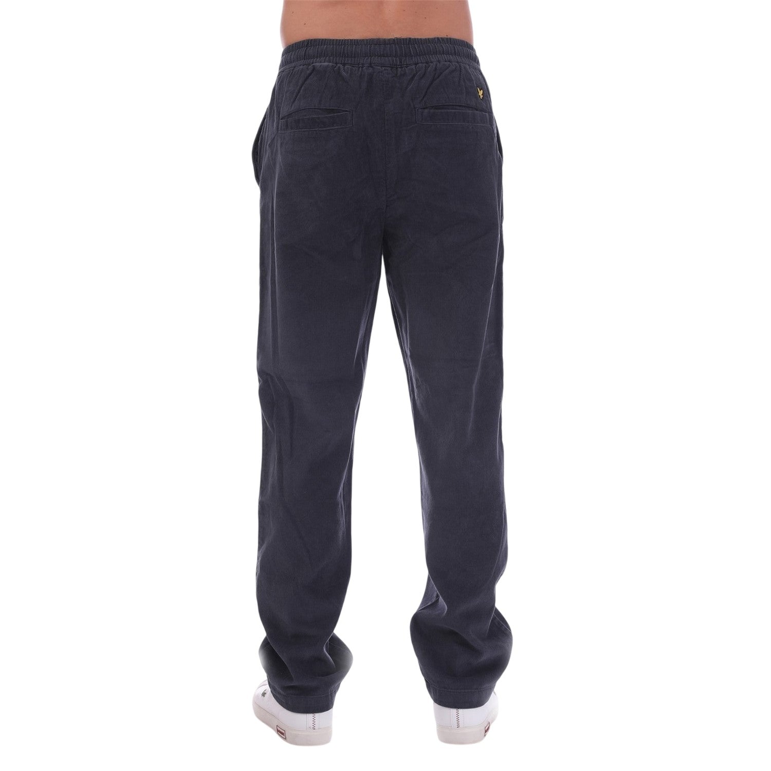 Muddy Navy - Back - Lyle & Scott Mens Plain Wide Leg Trousers