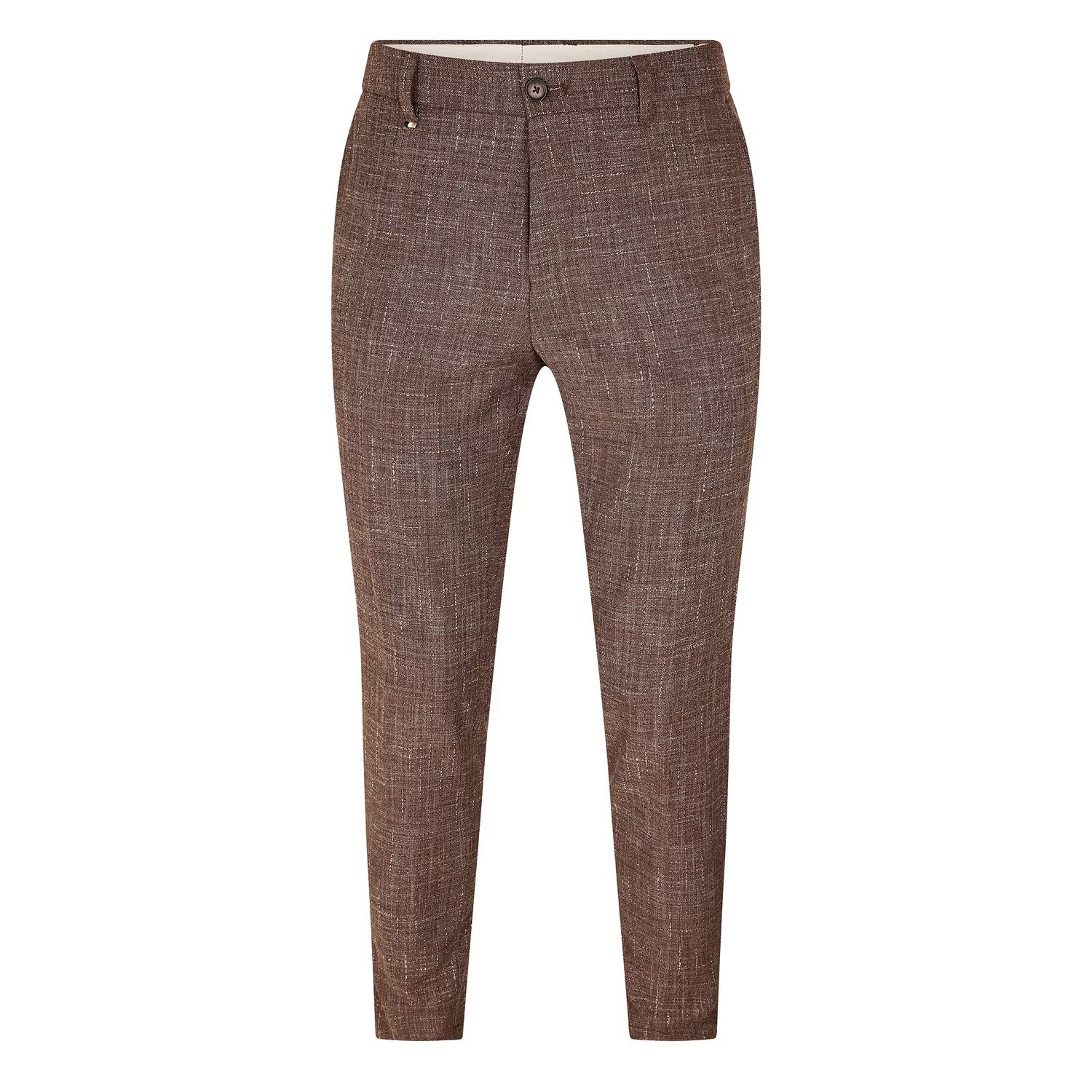 Dark Brown - Front - Boss Mens Genius Straight Leg Trousers