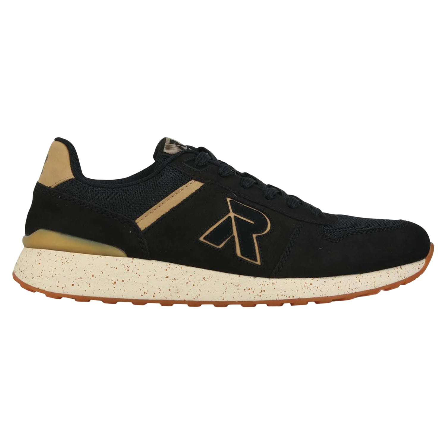 Black - Side - Rieker Mens Leather Trainers